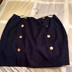 LOFT Dark Blue Pencil Skirt with Gold Accents